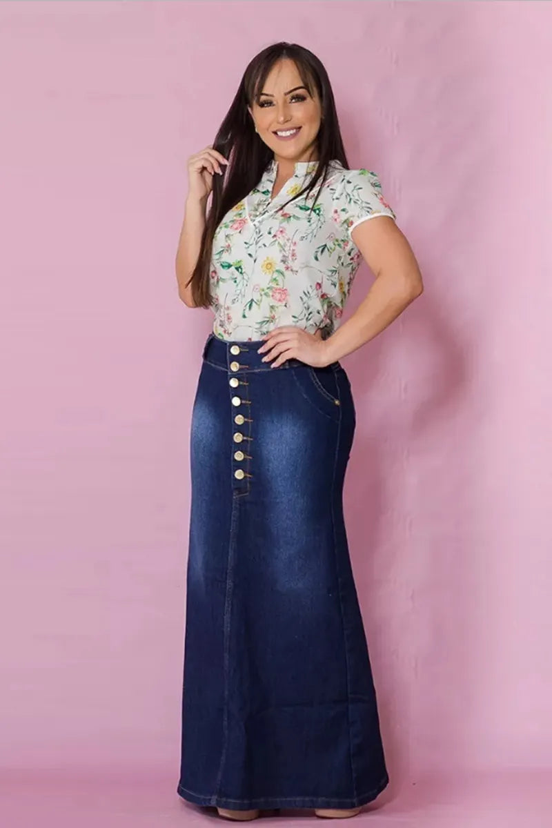 Women's Vibe Butt-Lifting Tailored Mermaid Denim Skirt