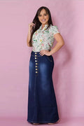 Women's Vibe Butt-Lifting Tailored Mermaid Denim Skirt