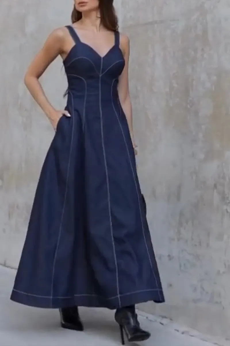 Women's Elegant Tailored Cami Denim Dress