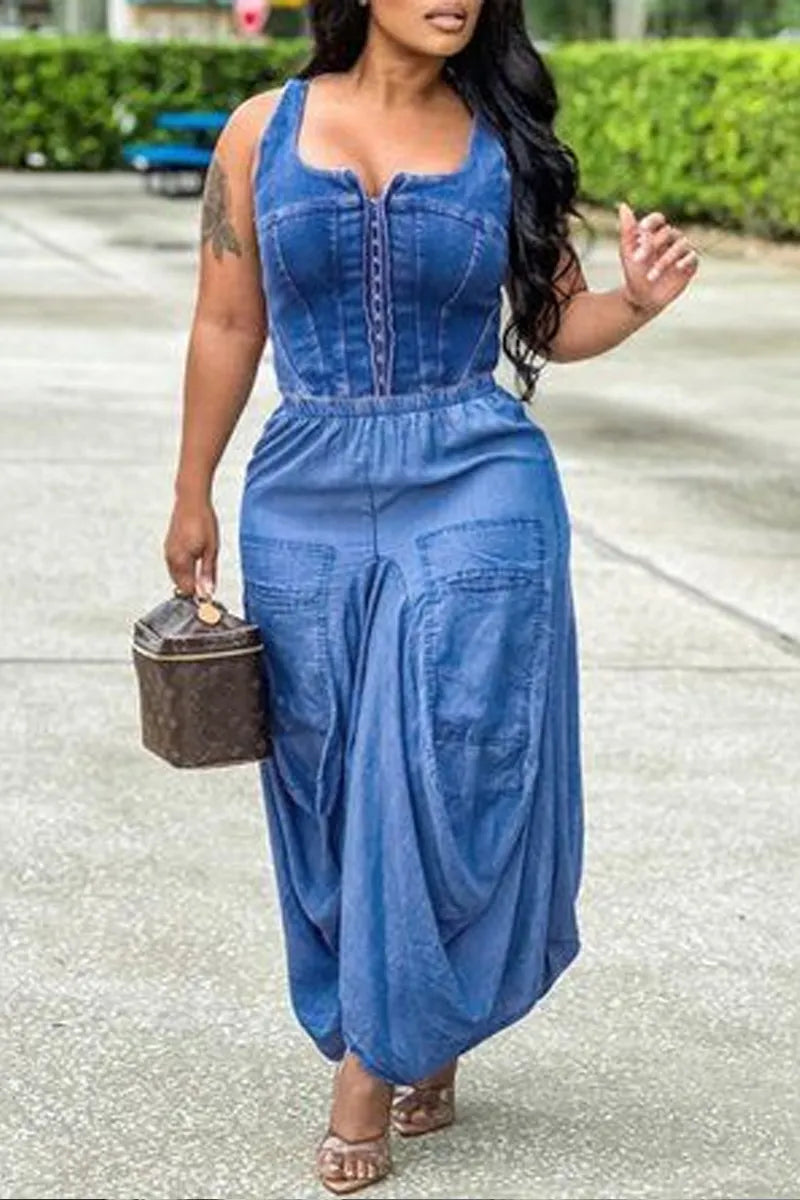 Ladies' Hot Selling Casual Street Design Denim Long Skirt