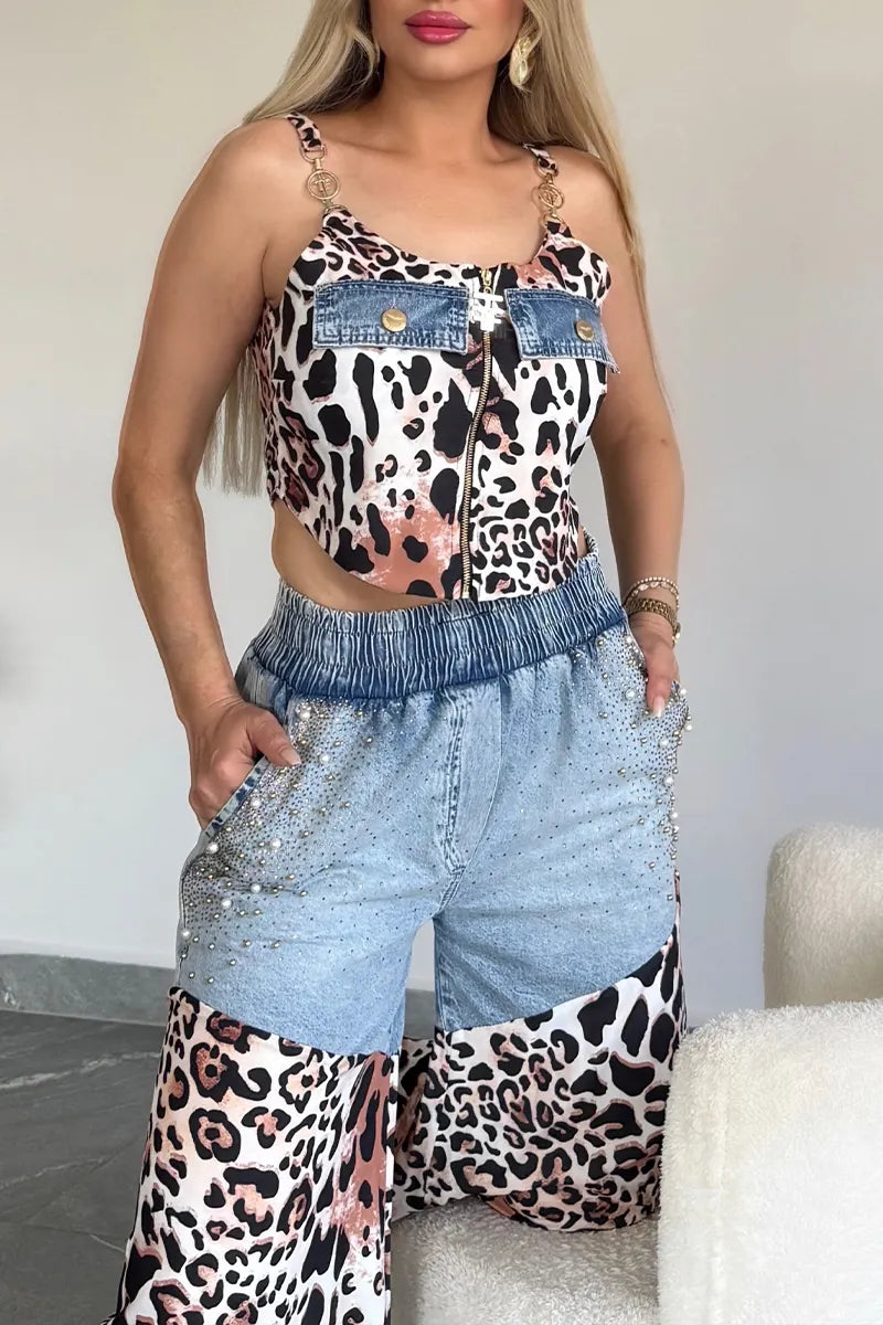 Women's Leopard-Panel Vest or Rhinestone Beaded Jeans