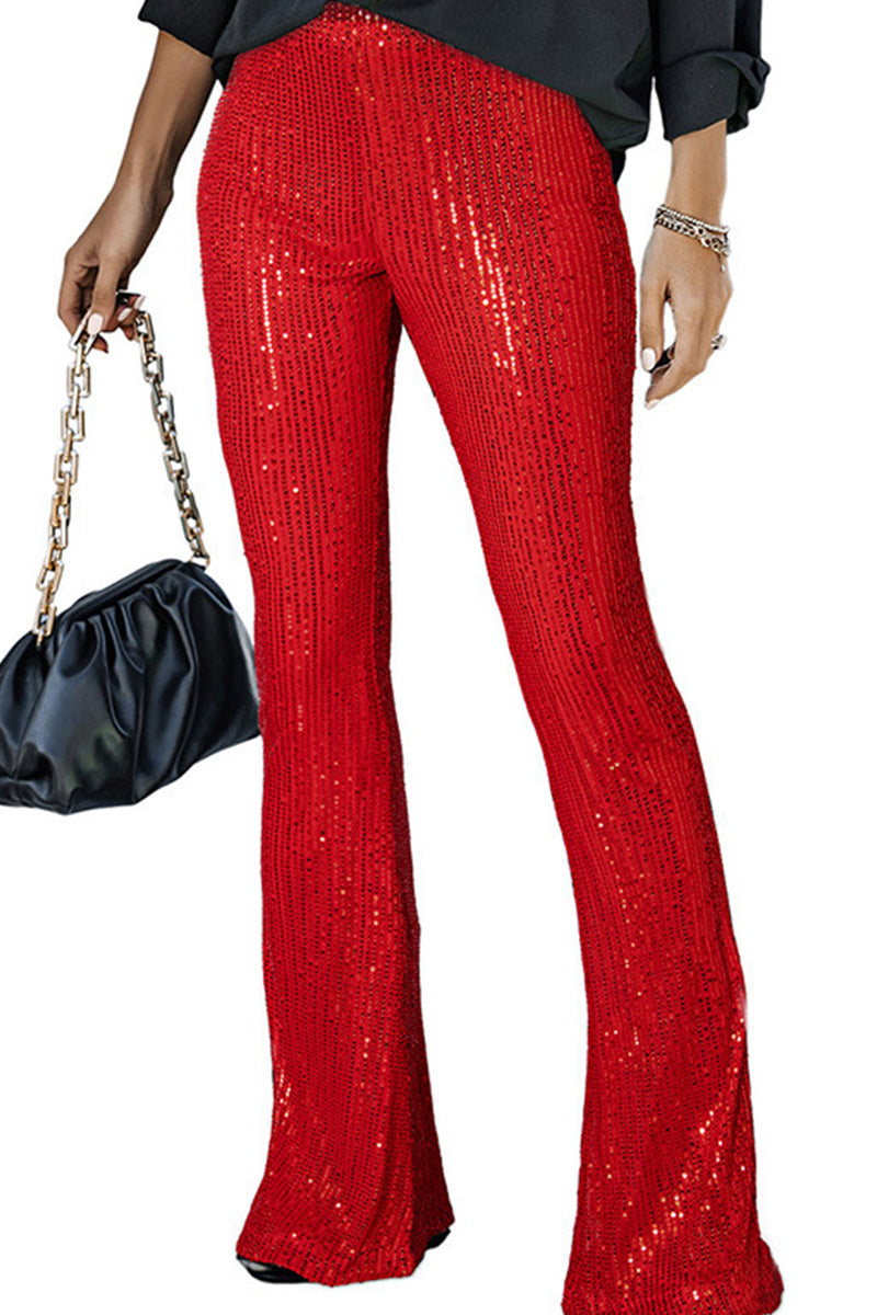 Women's Stylish Sequin Paneled Straight Leg Pants