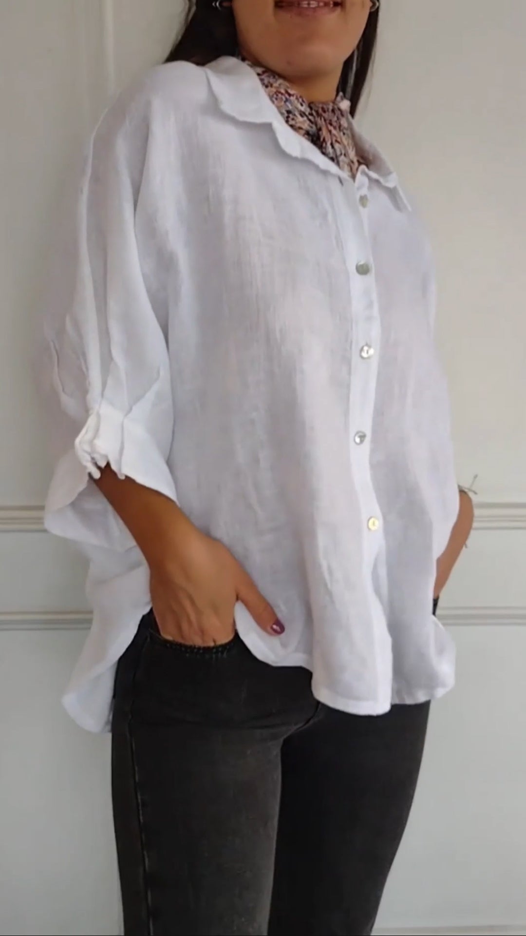 Women's Collar Solid Color Breasted Casual Top