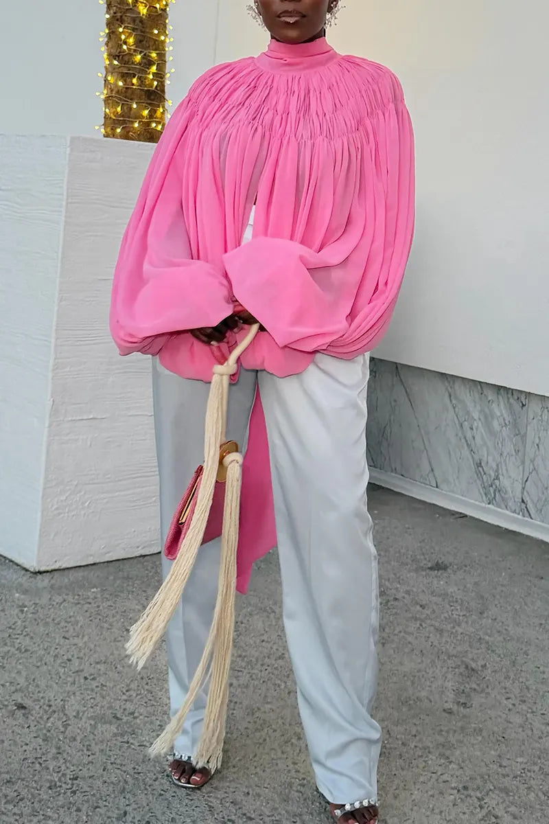 Women's Casual Round Neck Spliced Solid Color Top or Pants