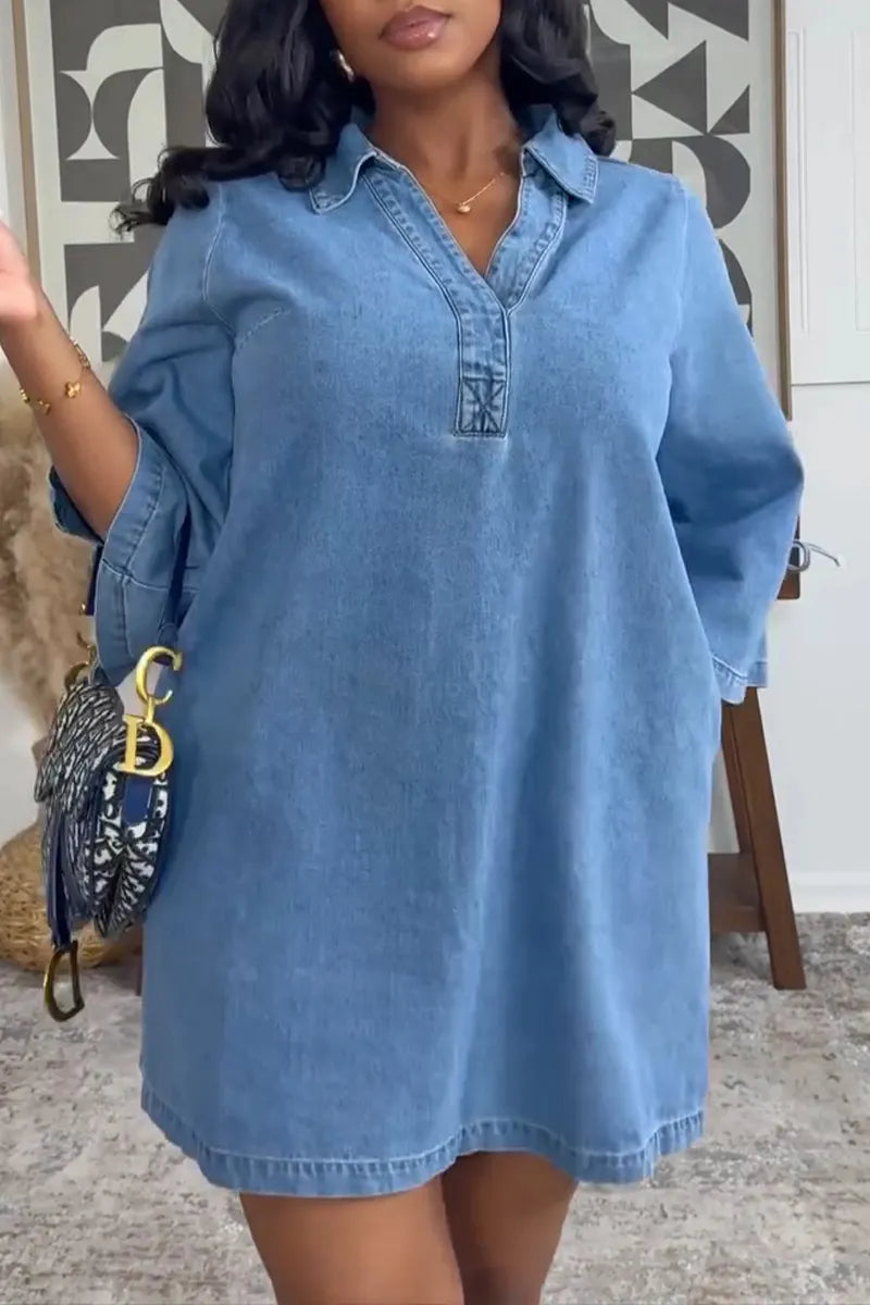 Women's Casual Loose Denim Mini Dress