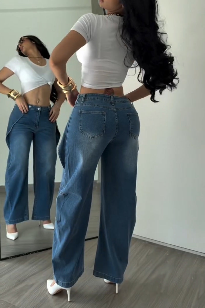 Women's Fashion Silhouette Wide Leg Jeans