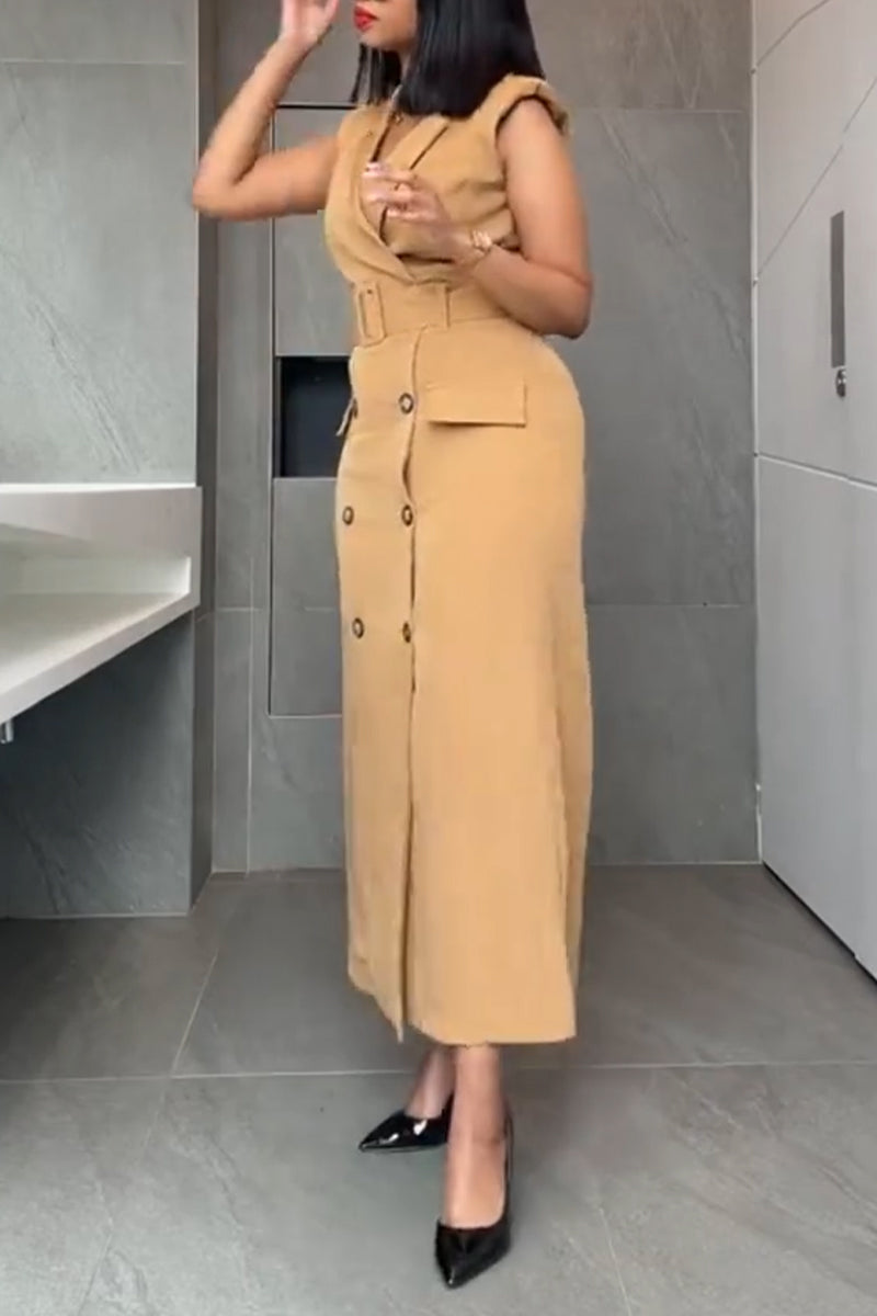 Women's Collar Double Breasted Elegant Temperament Dress