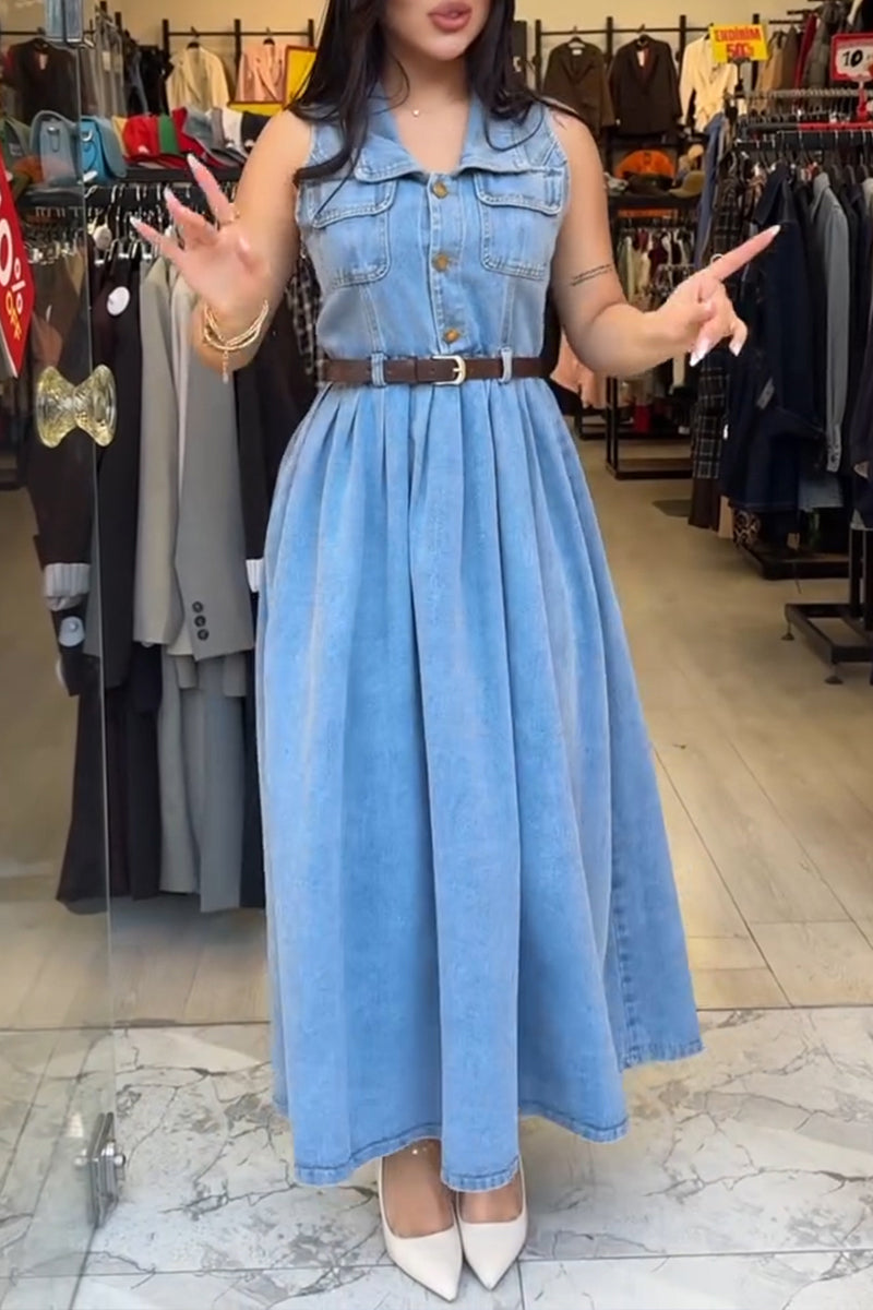 Women‘s Daily A-Line-Hem Cami Denim Dress