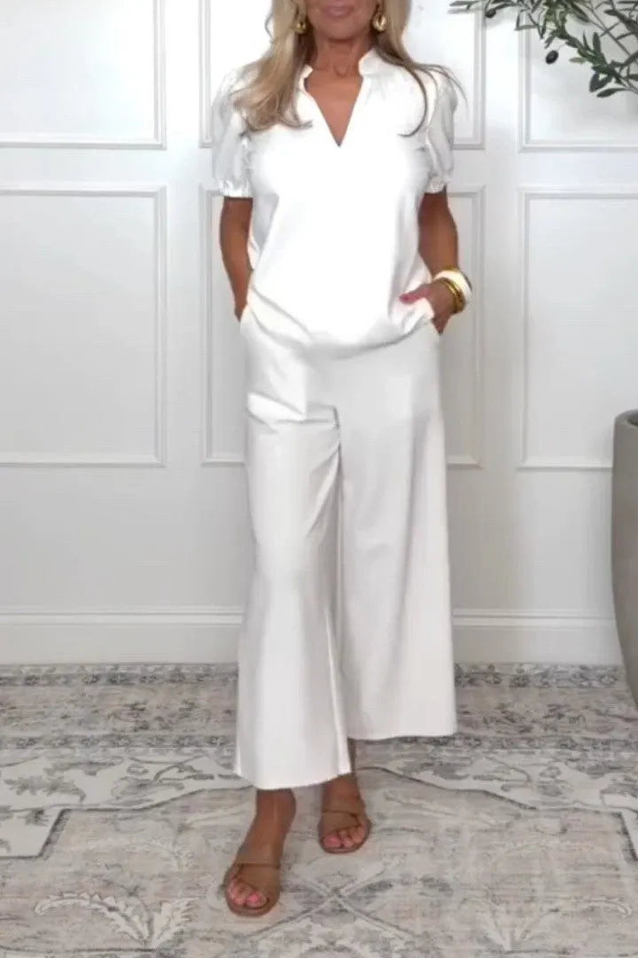 Women's Casual V-neck Two-Piece Suit
