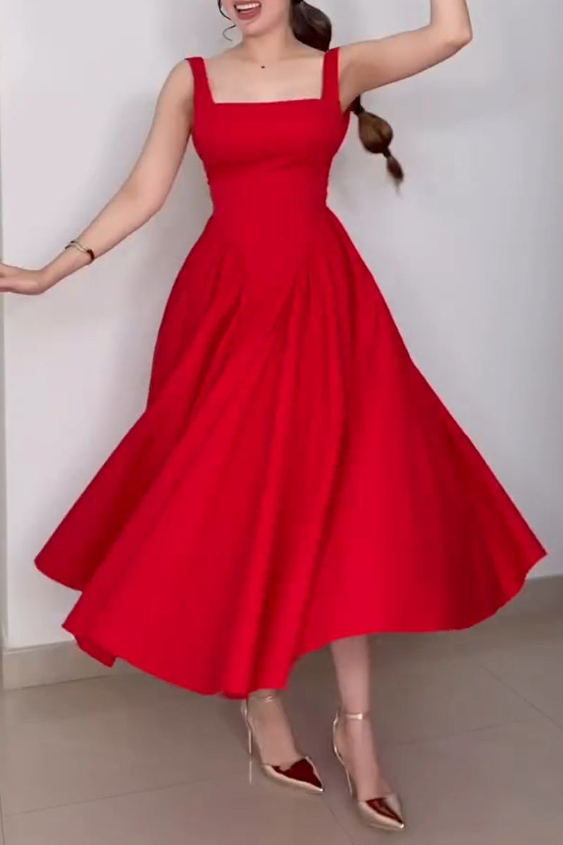 Women's Elegant Bow Lace-Up A-Line Midi Dress