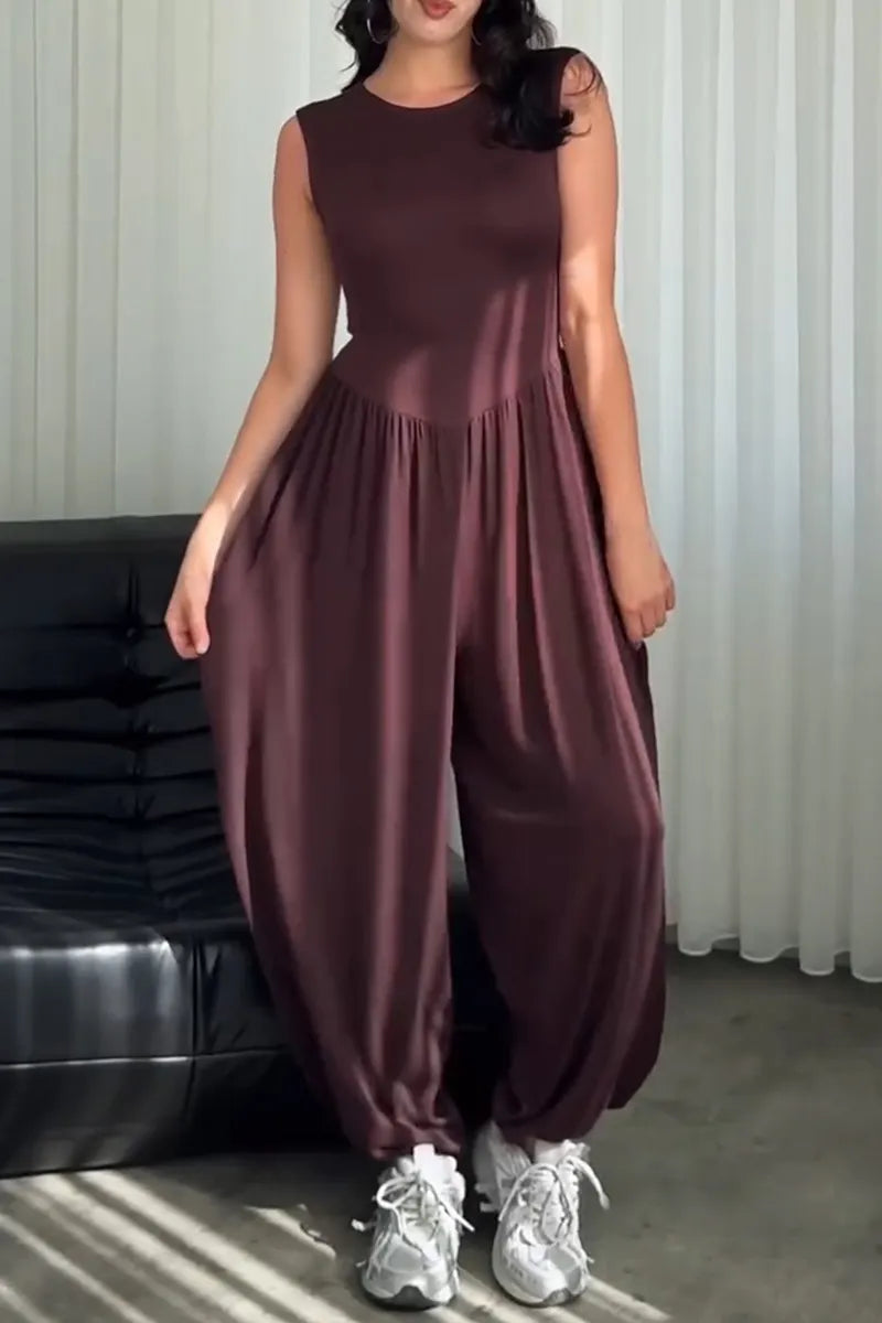 Women's Casual Wide Leg Stretch Comfortable Loose Jumpsuit