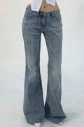 Women's Double Button Slim Fit Stretchy Flared Jeans