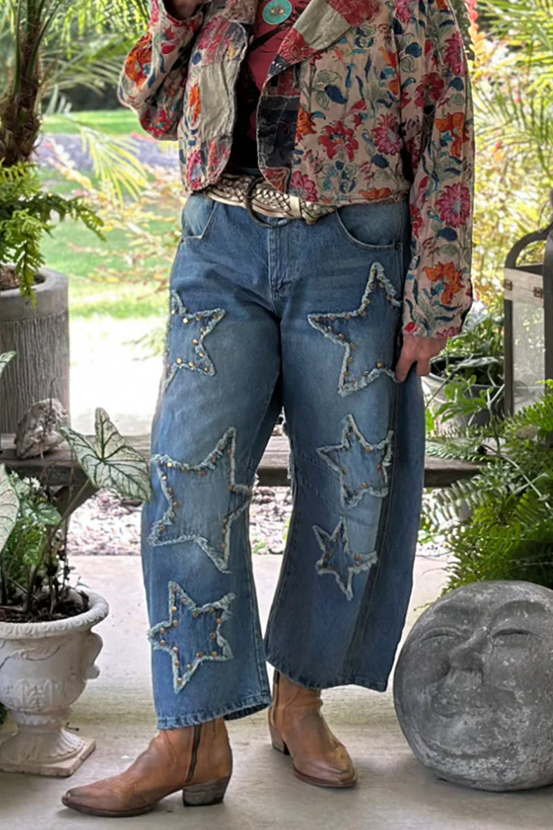 Women's High Waisted Jeans And Thigh Length Women's Straight Leg Pants