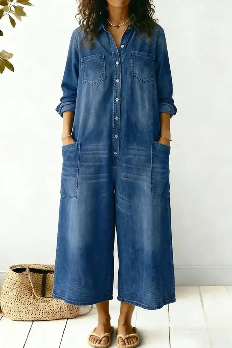 Women's Casual Comfortable Loose Denim Jumpsuit