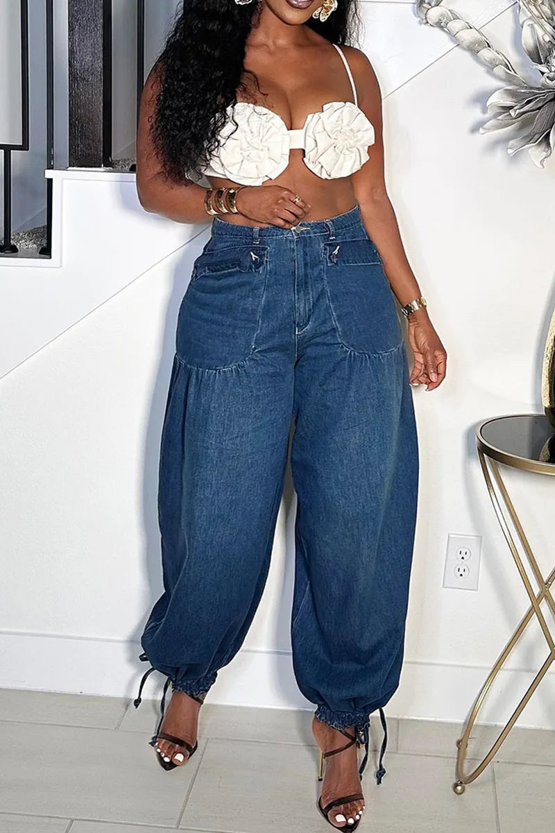 Women's Versatile Side-Zip Wide-Leg Jeans