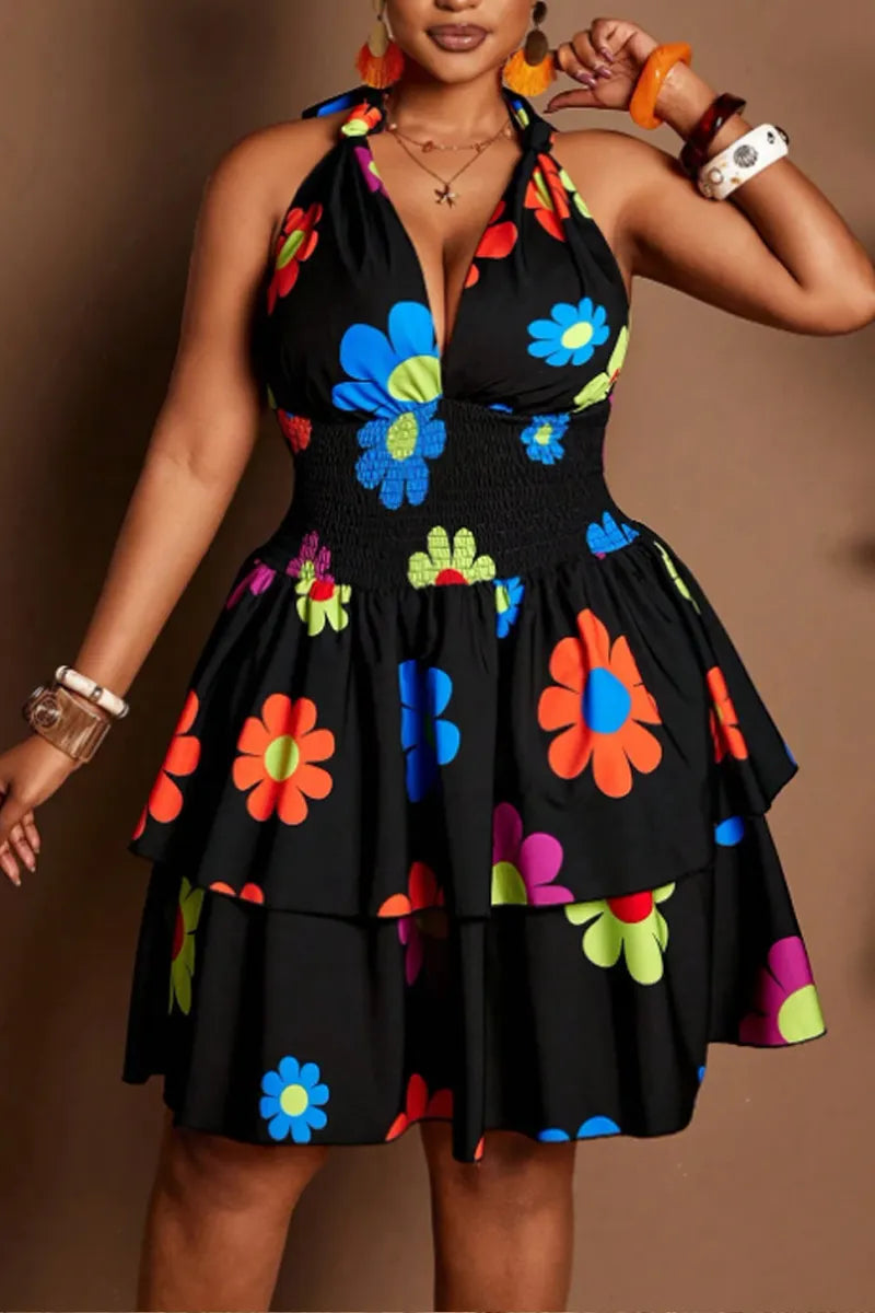 Ladies' Sweet Flower Printed Elegant Fashion Dress