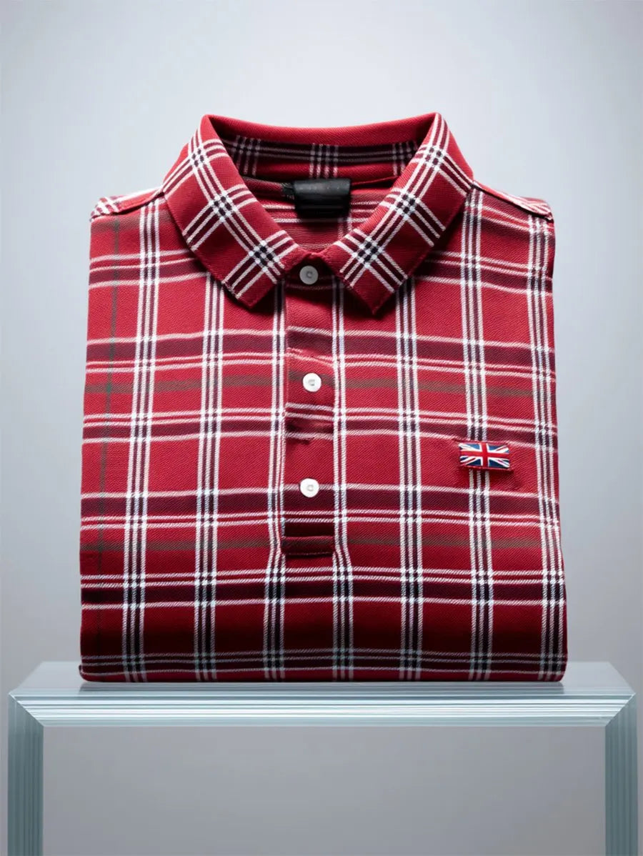 Men's Business Casual Union Jack Button Short Sleeve Polo Shirt