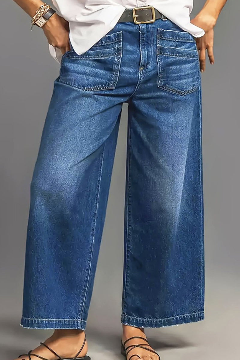 Hot Selling Women's Plus Size Casual Street Washed Straight Leg Jeans
