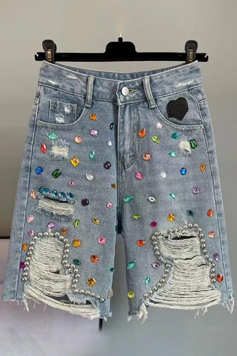 Women Fashion Trend DIY Denim Shorts