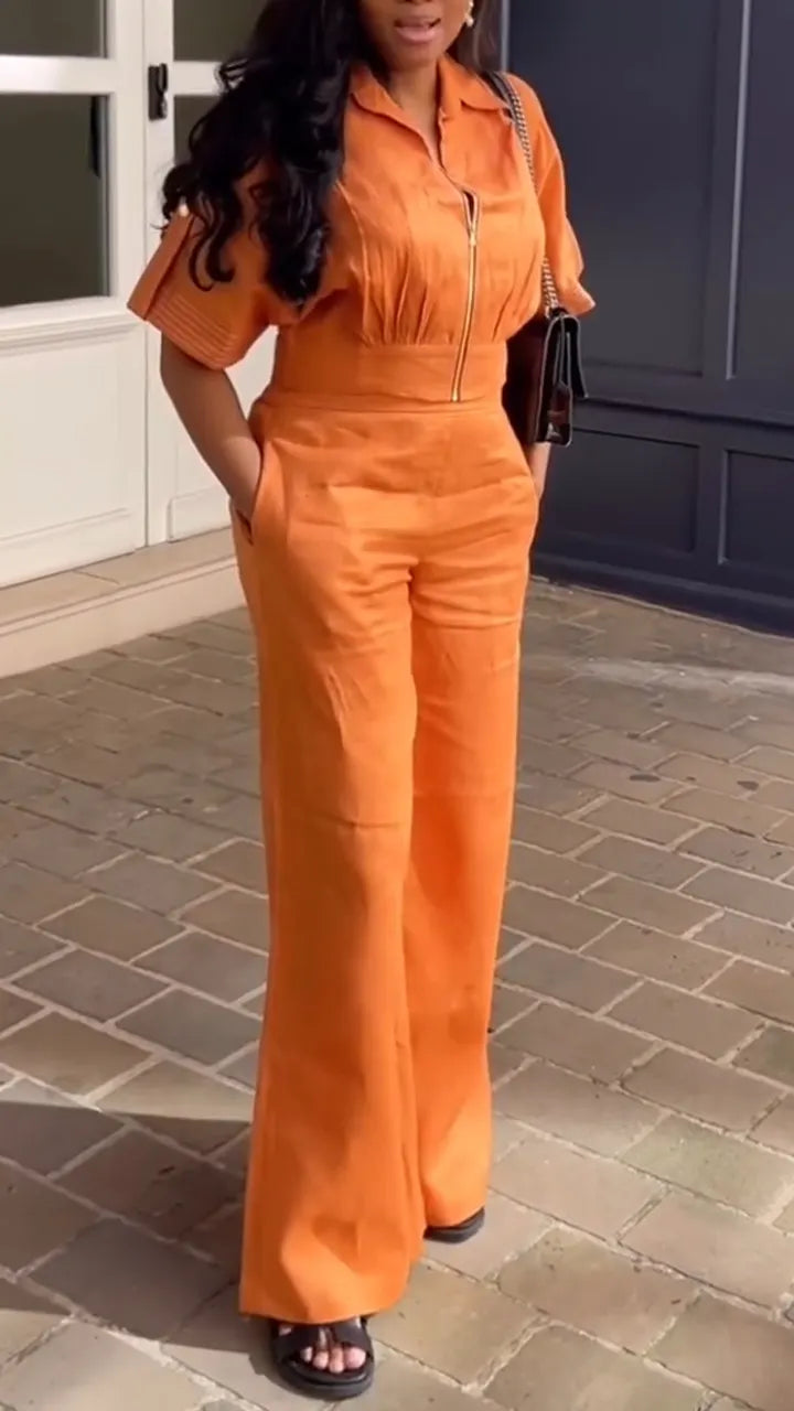 Women Collar Short Jacket + Pants Casual Suit