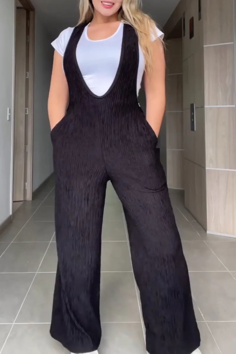 Women's Solid Color Casual Jumpsuit