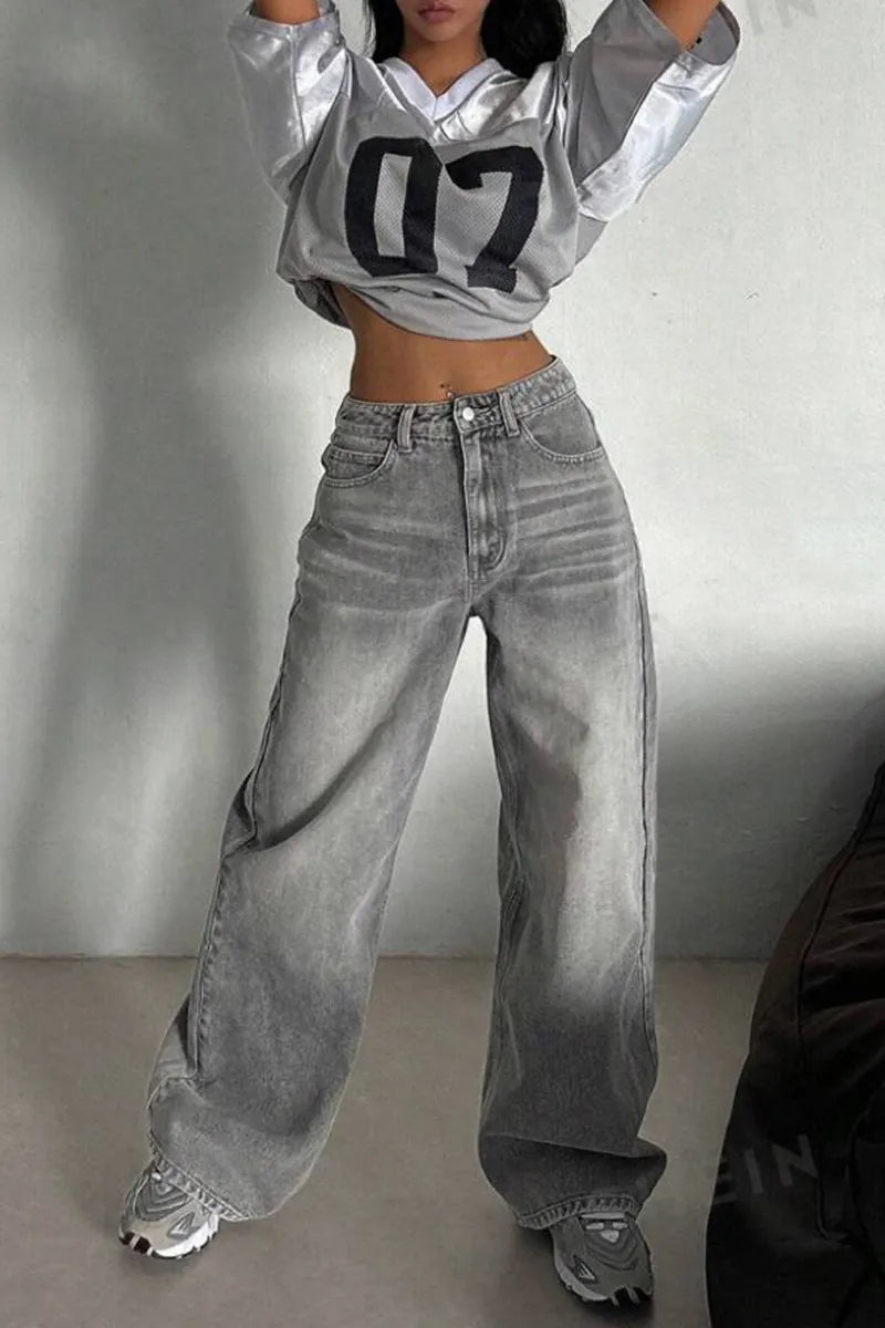 Women's Stone Grey High-Rise Stretch Jeans