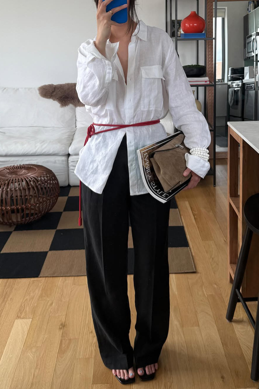 Women Lapel Solid Color Casual Shirt
