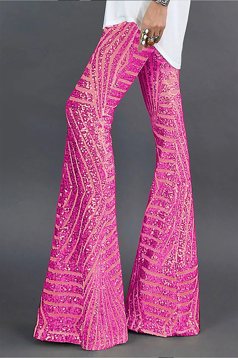 Women's Stylish Sequin Paneled Straight Leg Pants