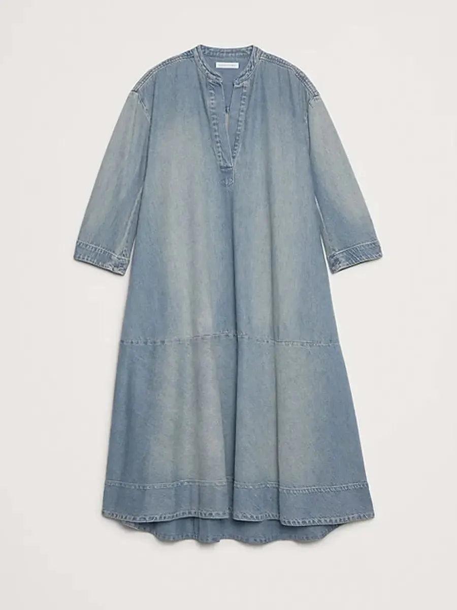 Women's Retro Stylish Casual Denim Popover Shirt Dress