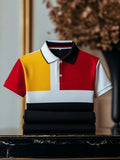 Men's Classic Business Logo Button Short Sleeve Polo Shirt