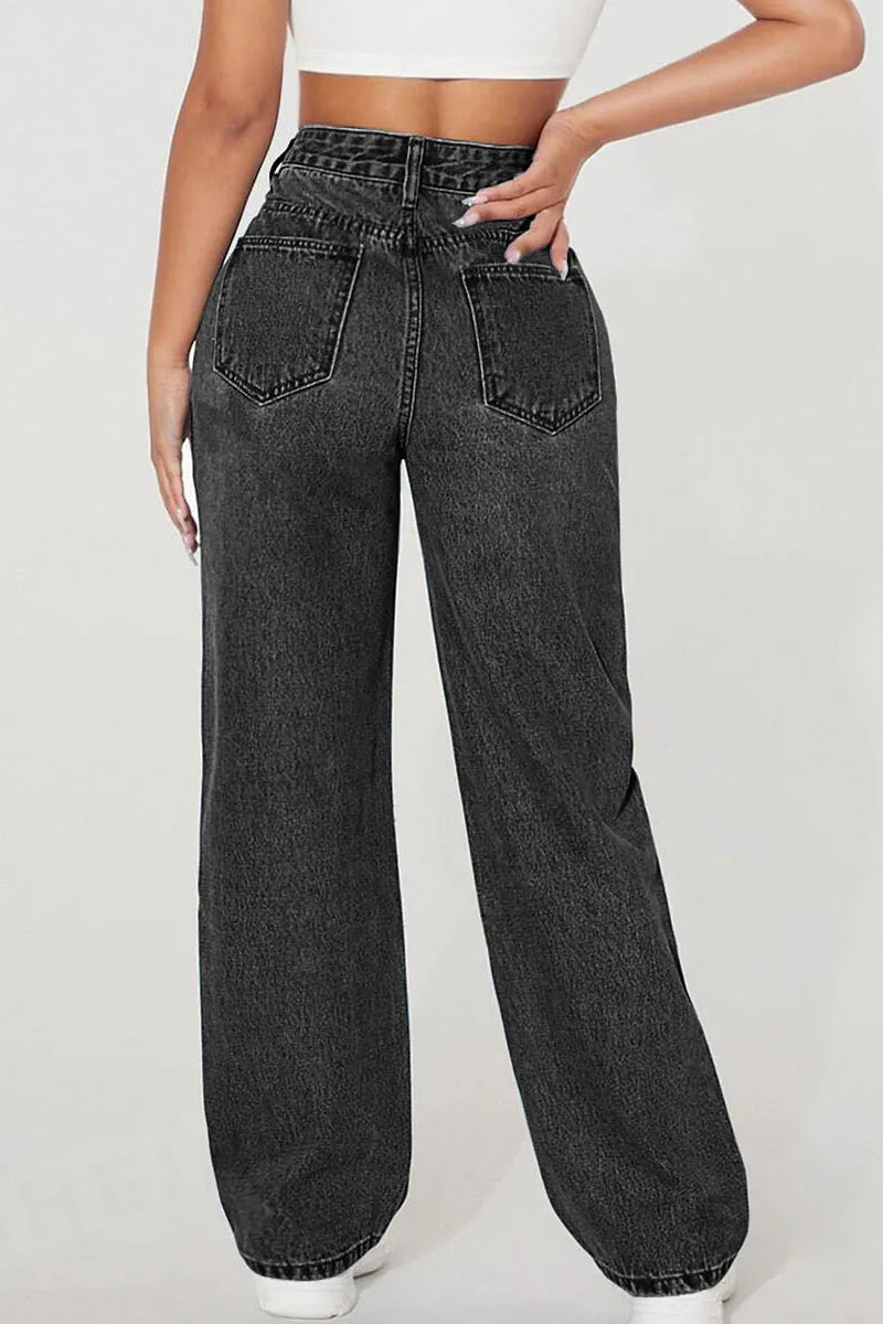 Women's High Street Distressed Knee Trend Jeans