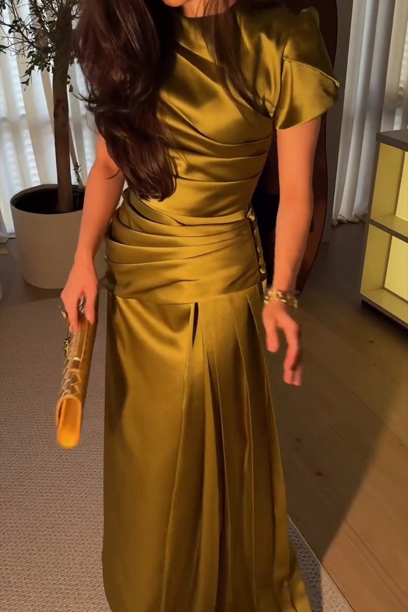 Women's Elegant Party Pleated Streamer Maxi Dress