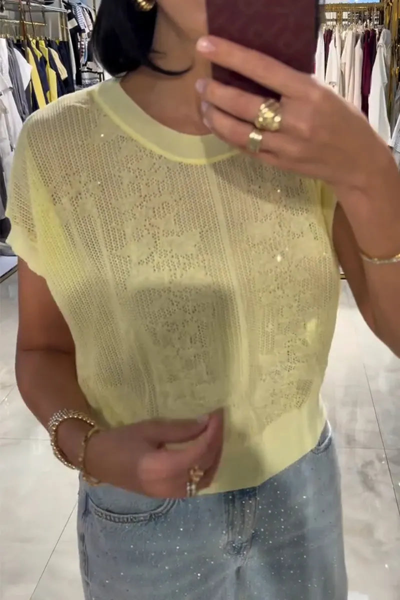 Women's Round Neck Solid Color Pattern Casual Top