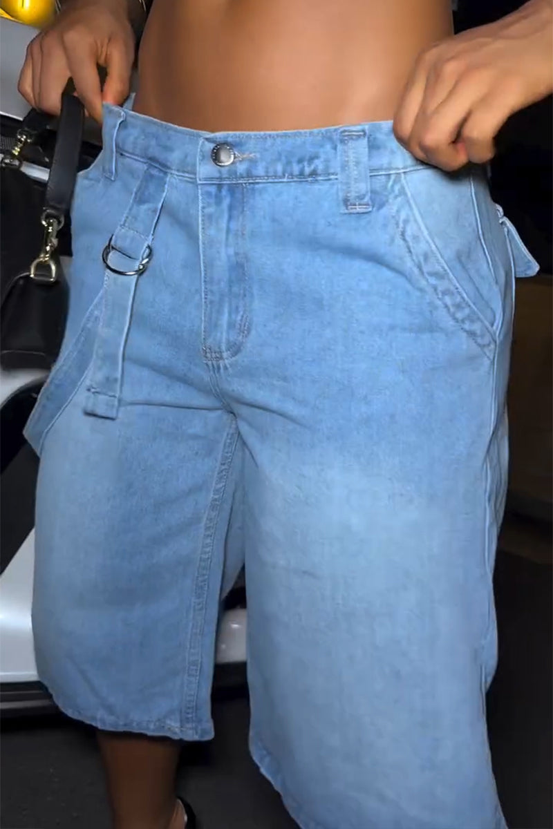 Women's Casual Versatile Wide Leg Short Jeans