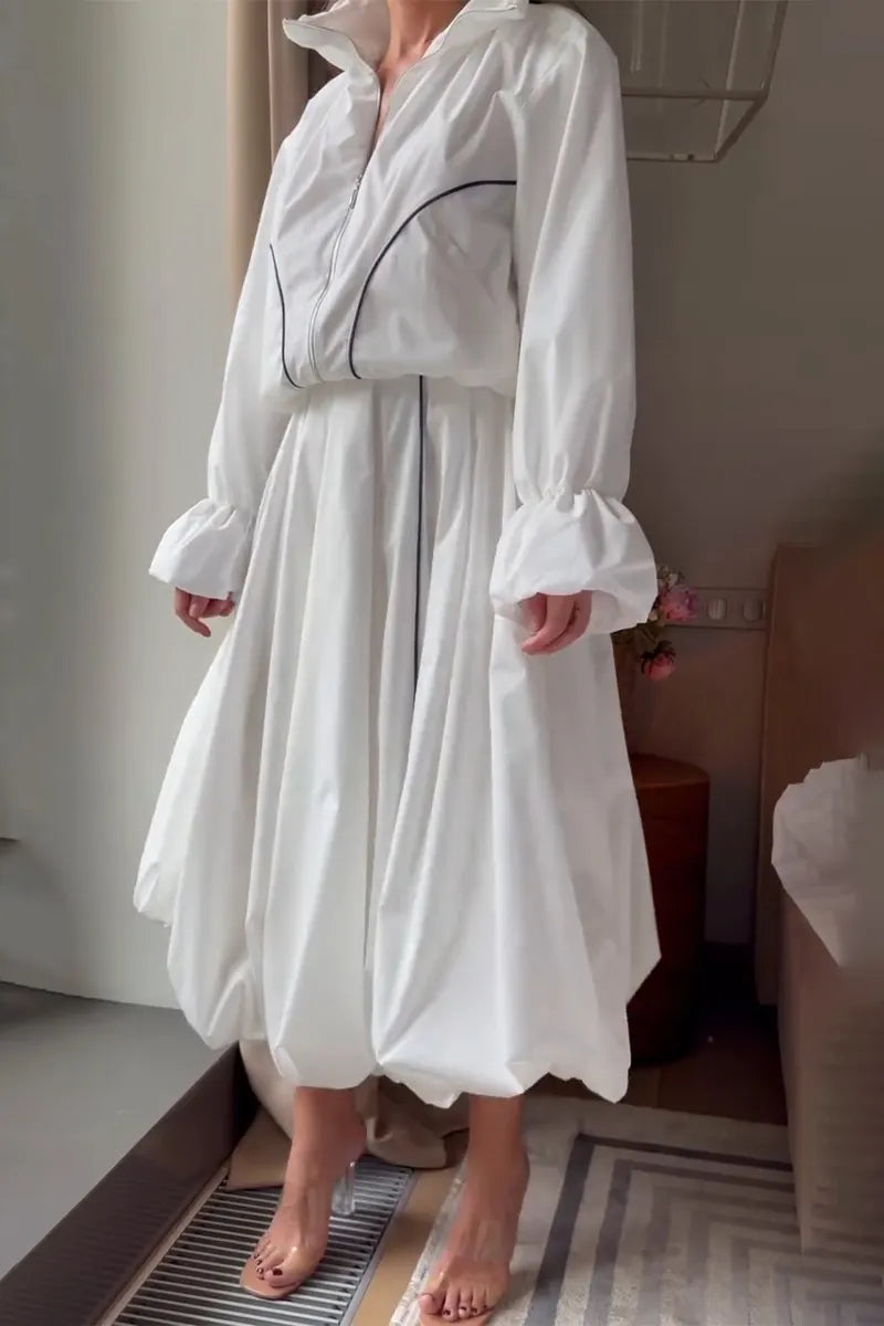 Women's Collar Jacket+ Half Skirt Elegant Casual Set