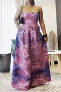 Women's Strapless Printed Temperament Casual Wide Leg Jumpsuit
