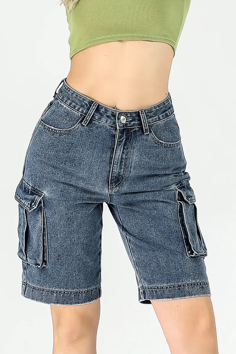 Women's Street Straight Leg Washed Denim Shorts