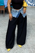 Women's Casual Denim Waistband Patchwork Decoration Pants