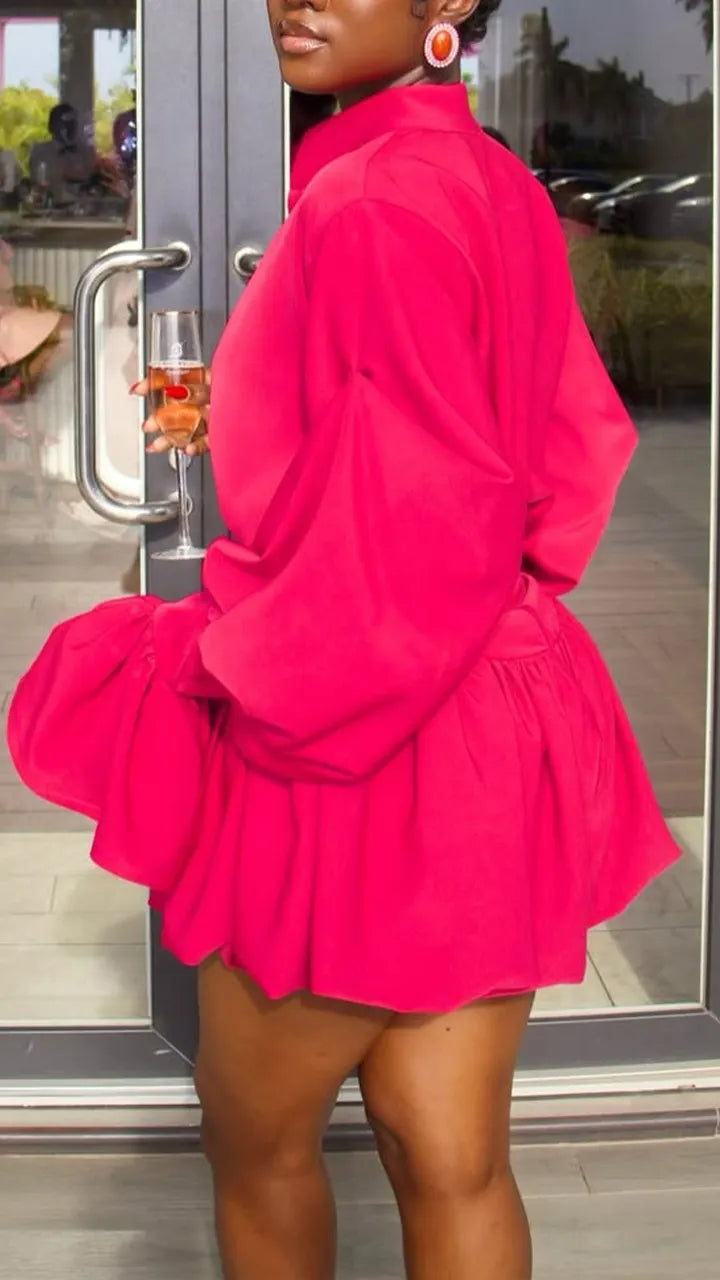 Women Round Neck Long Sleeved Top + Patchwork Skirt Elegant Casual Set