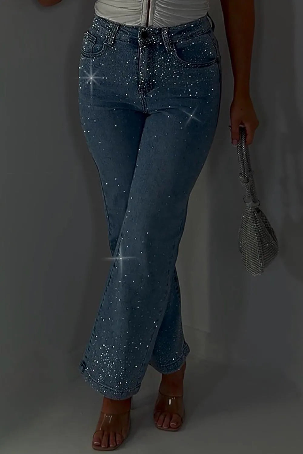 Women Rhinestone Casual Jeans