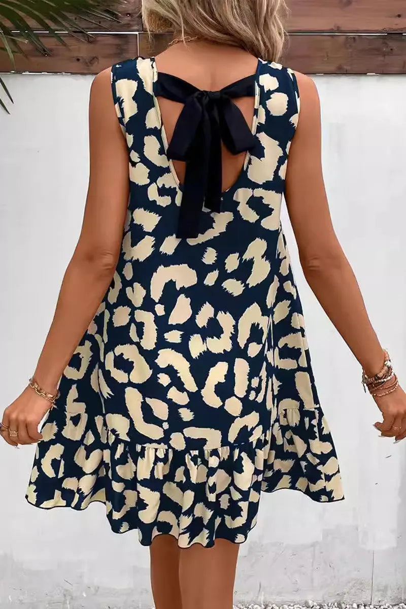 Ladies' Round Neck Strap Spliced Casual Dress