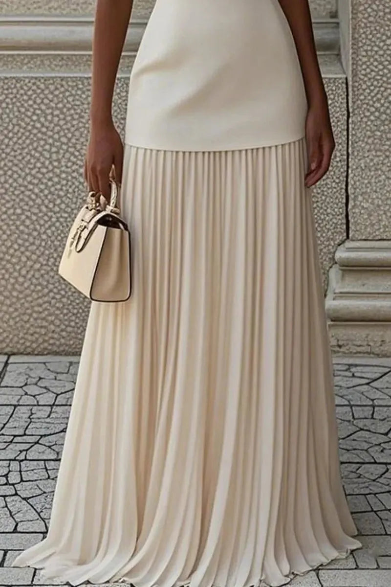 Women's Paneled Pleated Maxi Dress