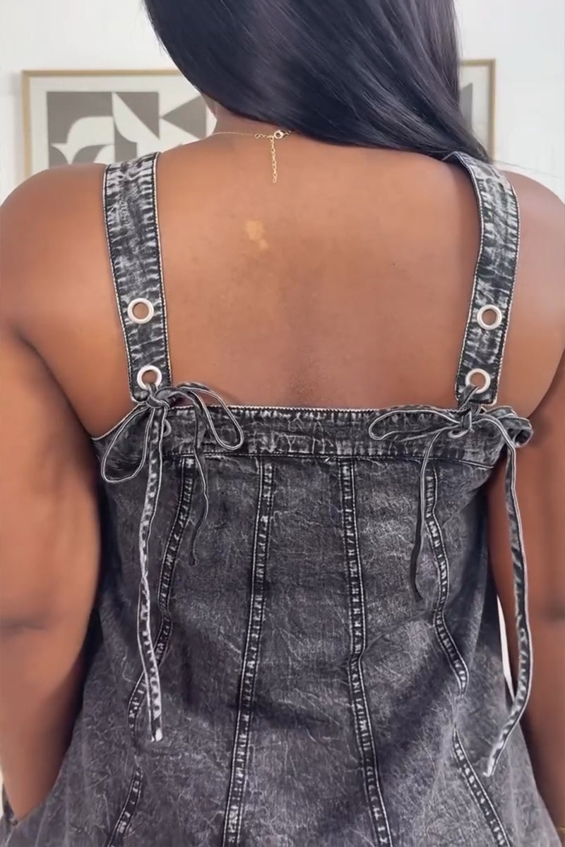 Women's Casual Adjustable Strap Denim Dress