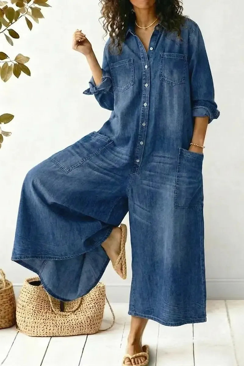 Women's Casual Comfortable Loose Denim Jumpsuit