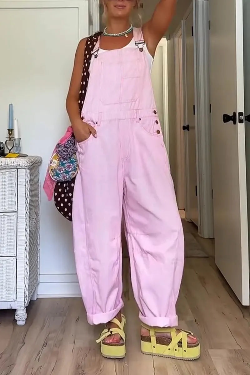 Women's Shoulder Strap Vertical Stripe Casual Jumpsuit