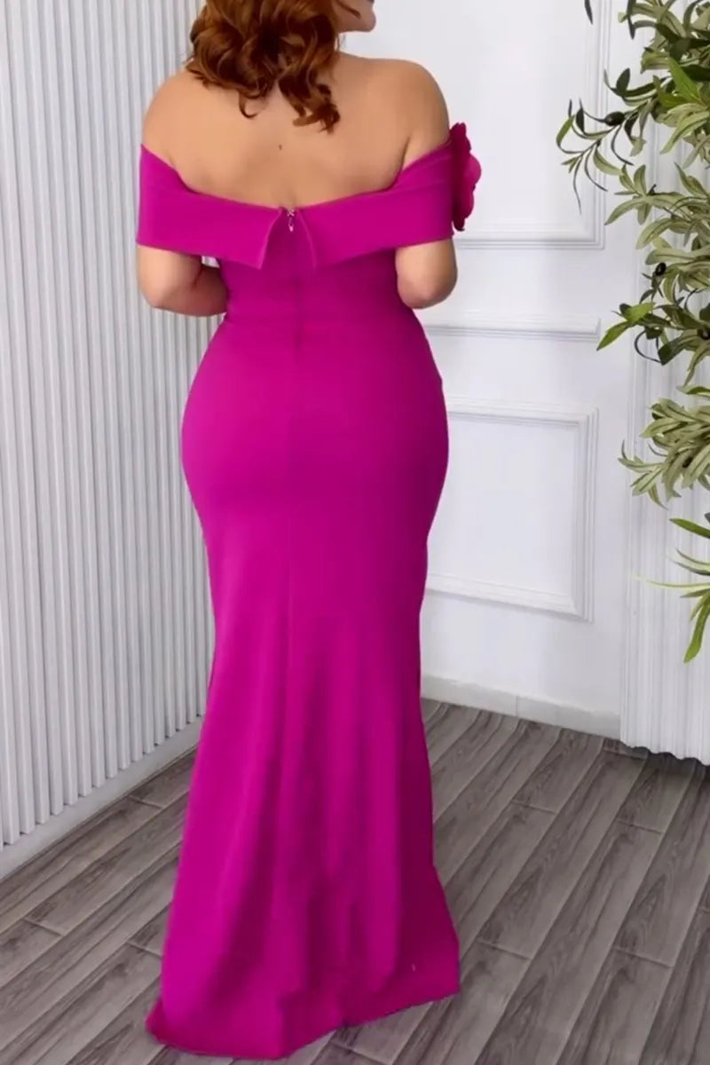Women's Elegant Sexy 3D Flower Decoration Maxi Dress