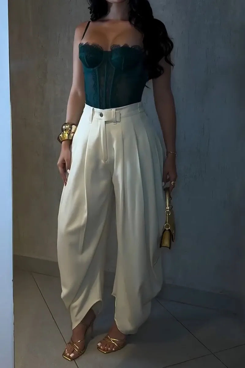 Ladies' Pleated Detail Wide-Leg Pants