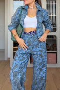 Women's Casual Pattern Print Denim Jacket or Jeans