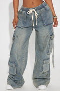 Women's High-Waist Tied Waistband Stretch Jeans