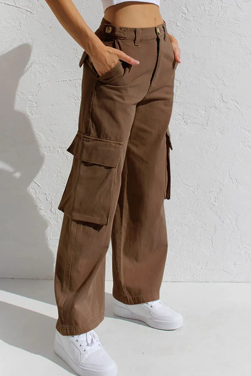 Ladies' Stylish Utility Cargo Jeans With Pockets